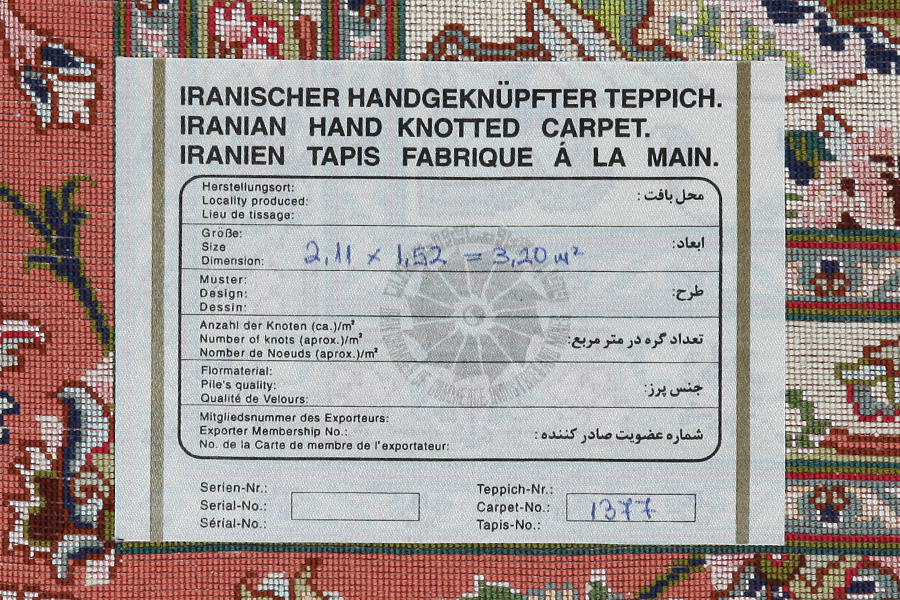Tabriz Perzisch Tapijt 211x152 - Afbeelding 11